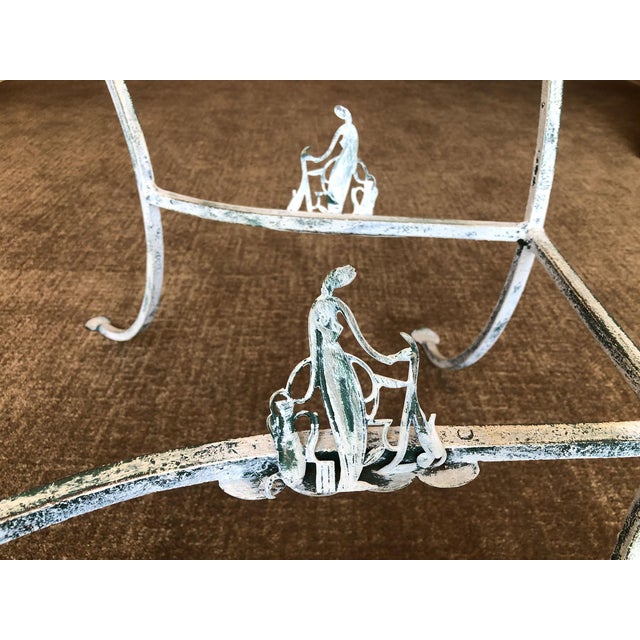 1960s Mid Century Vintage Salterini Wrought Iron Side Table Base –Intricate Leaf & Vine Design at Base Decorative Detail, Attrbuted For Sale - Image 5 of 5