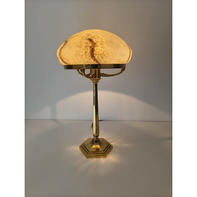 Large Postmodern Brass and Marbled Glass Table Lamp, 1960s For Sale - Image 13 of 18
