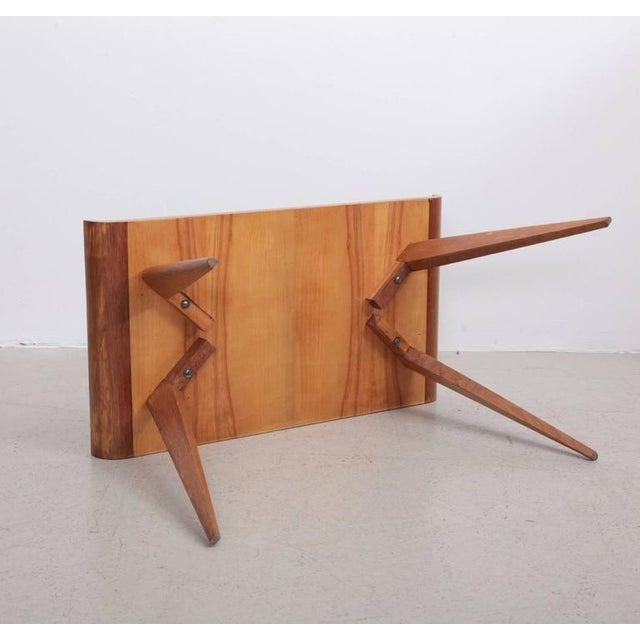 Spanish Modernist Oak Pagoda Side Table by Manuel Barbero, 1950s For Sale - Image 4 of 5