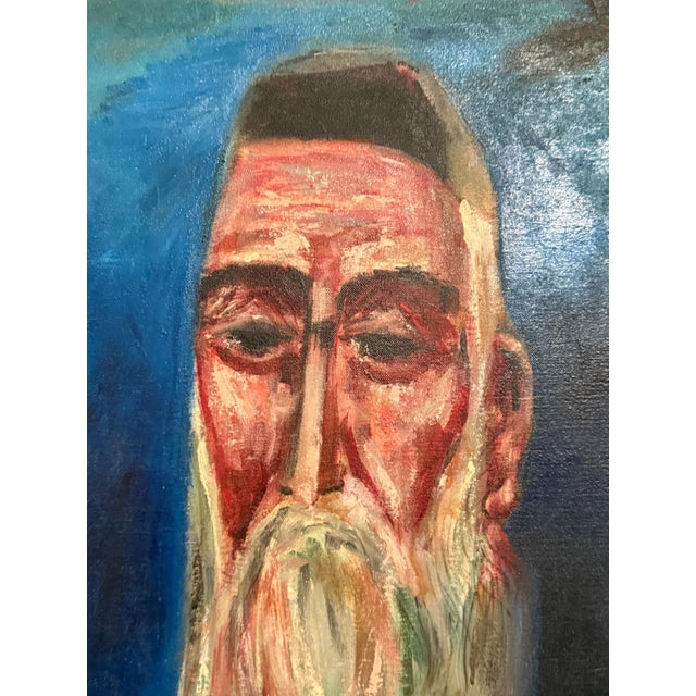 Nahum Tschacbasov, Rare 1946 WWII Judaica Abstract Oil Painting Nahum Tschacbasov WPA Artist Rabbi, 1946 For Sale - Image 9 of 12