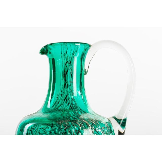 Vintage Bubble Green Glass Pitcher, Austria, Mid-20th Century For Sale - Image 3 of 6