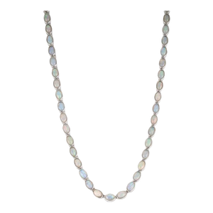 Handmade Victorian Opal Gemstone Tenniw Necklace in Silver by Caratandher