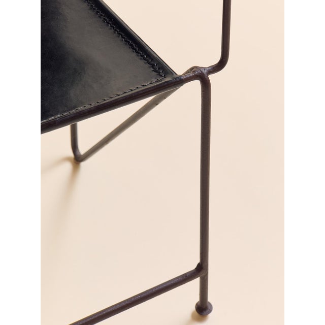 The Vintage Spanish Wrought Iron & Leather Scroll-Back Armchair, Pair For Sale - Image 11 of 17