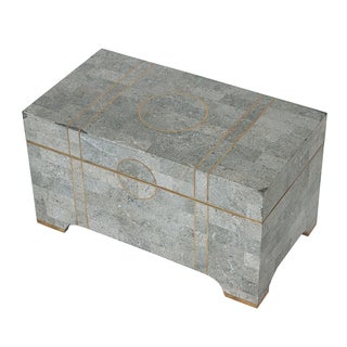 Maitland Smith Gray Tessellated Stone Box Trunk For Sale
