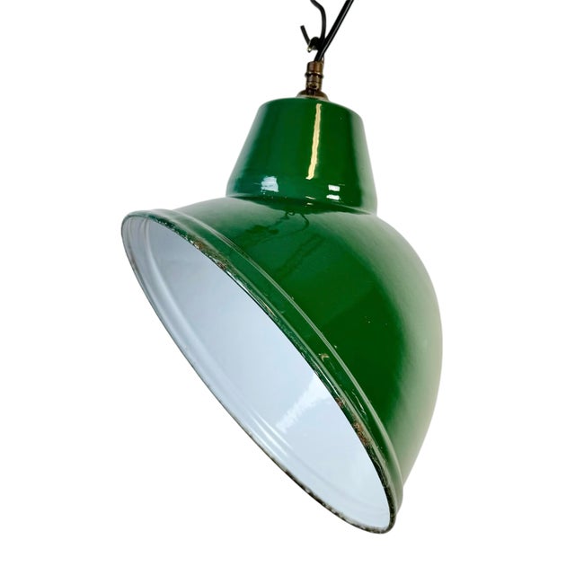 Industrial Green Enamel Factory Pendant Lamp, 1960s For Sale - Image 16 of 16
