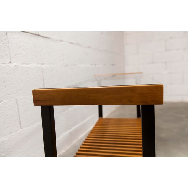 Vintage Teak, Black Metal, and Glass Serving Cart on Casters, 1960s For Sale - Image 6 of 17