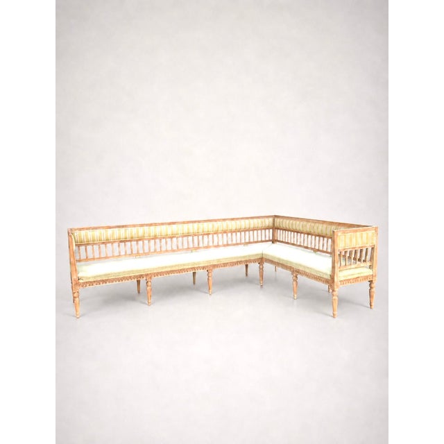 Khaki Gustavian Style Corner Seating Unit, 1940, Set of 2 For Sale - Image 8 of 8