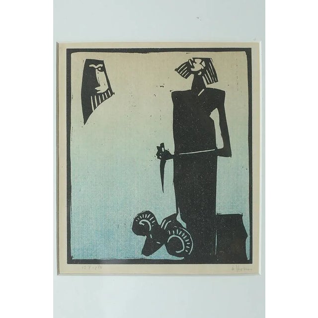 Mid-Century Modern Åke Holm, Biblical Theme, Linocut, 1970s, Framed For Sale - Image 3 of 6