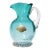 Barbini Murano Label Vintage Aqua Blue Gold Fleck Handle Italian Art Glass Pitcher Flower Vase For Sale