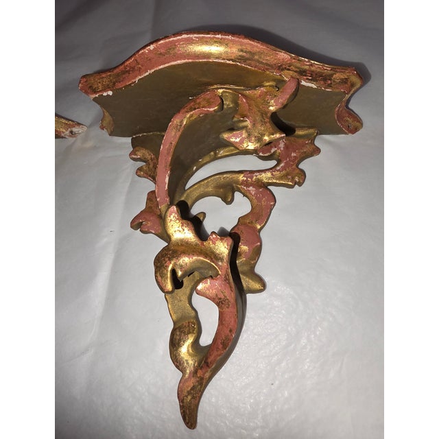 Small Pair of Giltwood Italian Wall Brackets For Sale - Image 10 of 12