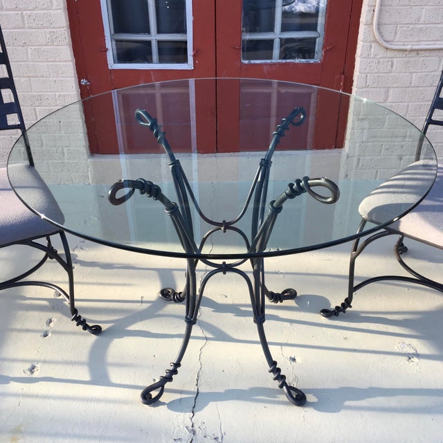 Wrought Iron Round Glass Top Dining Table Chairish