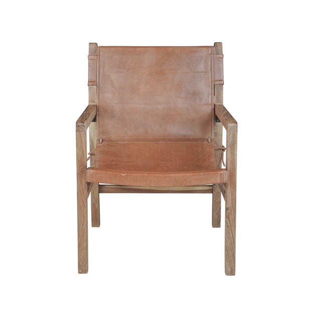Mid-Century Modern Matthew Izzo Home Urban Leather Sling Chair For Sale - Image 3 of 3