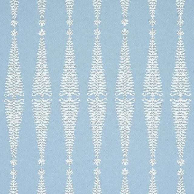 Sample - Schumacher Fern Tree Fabric in Ivory & Sky For Sale