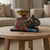 1990s Hand Painted Elephant Candle Holder| Indian Boho Tabletop Statue & Candle Stand | Unique Eclectic Royal Trinket Dish Gift | Statuette Bowl For Sale - Image 5 of 7