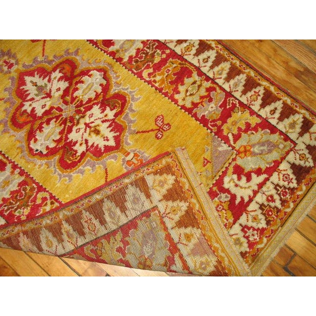 Red Early 20th Century Zabihi Collection Bright Yellow Turkish Melas Rug - 3'3" x 4'8" For Sale - Image 8 of 10