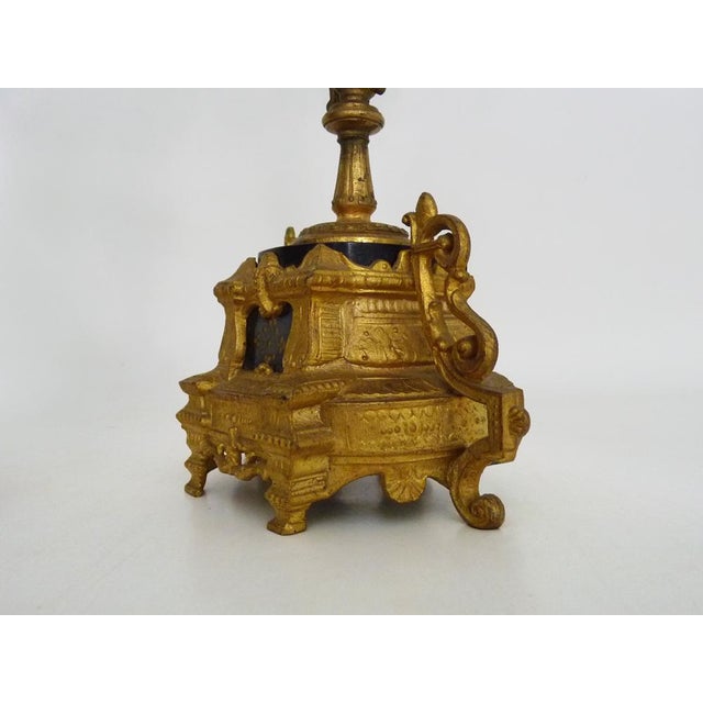 Metal Four-Branch Bronze and Marble Candelabra, 1800s, Set of 2 For Sale - Image 7 of 9