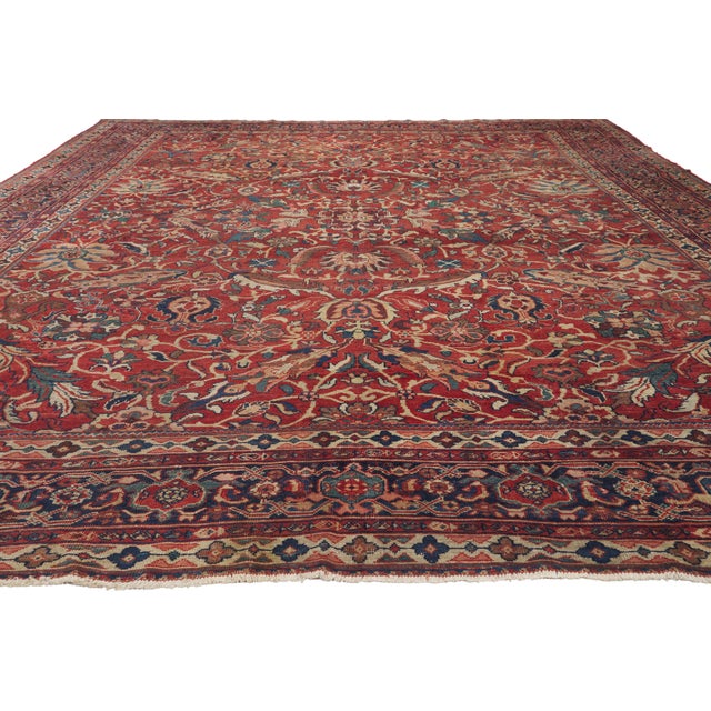 Rustic Late 19th Century Persian Sultanabad Rug, 10'11 X 13'06 For Sale - Image 3 of 10