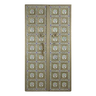 Pair of Antique Indian Decorative Panels with Painted Tin Insets For Sale