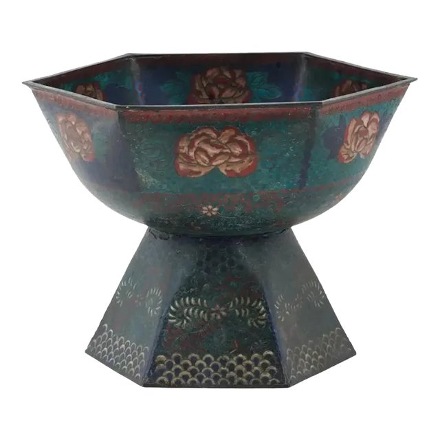 Antique Japanese Meiji Cloisonne Enamel Tazza Bowl For Sale