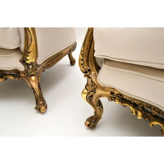 Set of French Giltwood Armchairs, 1930s For Sale - Image 11 of 12