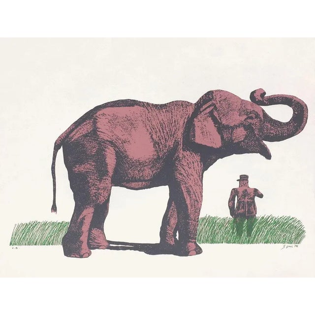 1970s "Elefante Y General" Screenprint by Antonio Segui For Sale
