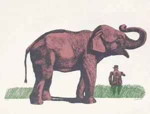 1970s "Elefante Y General" Screenprint by Antonio Segui
