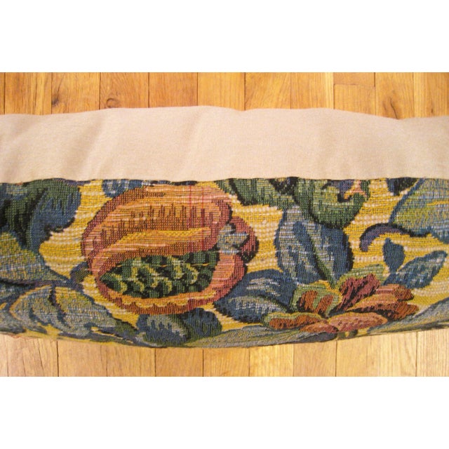 1910 Decorative Antique Jacquard Tapestry Pillows with Floral Elements - A Pair For Sale - Image 11 of 11