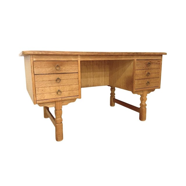 Wood Mid 20th Century Danish Brutalist Desk by Henning Kjærnulf, Attributed For Sale - Image 7 of 8