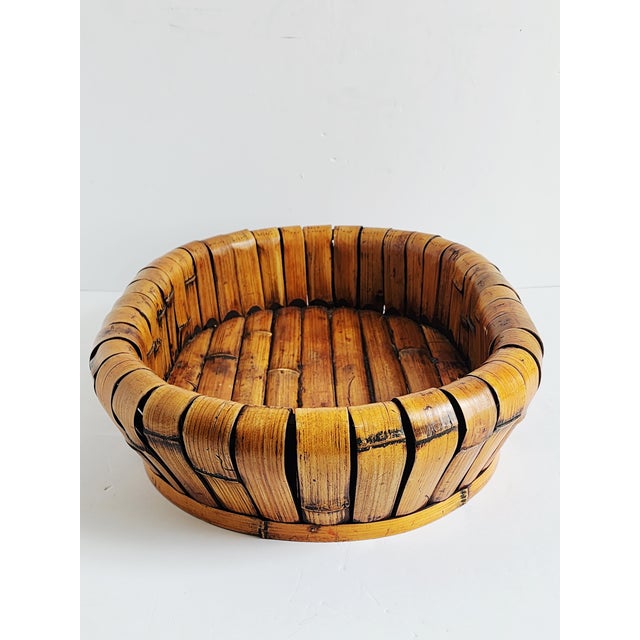 2000 - 2009 Interlude Home Inc. Rattan Bamboo Center Piece Basket For Sale - Image 5 of 9