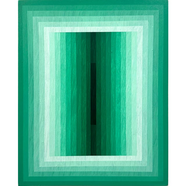 Contemporary Abstract Acrylic on Board "Light Consideration (Emerald) 2" by Andy Harwood For Sale - Image 4 of 4