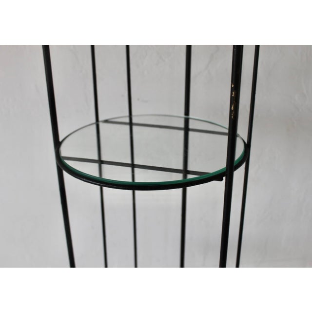 Vintage Black Painted Metal Glass Three Tier Narrow Etagere Mid Century For Sale - Image 15 of 18