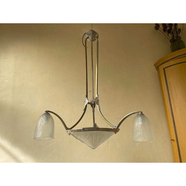 Art Deco French Ceiling Lamp Hanging Lamp by Muller Frères, 1930 For Sale - Image 14 of 15
