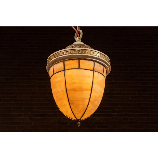 Late 19th Century Neoclassical Slag Glass Pendant Lantern For Sale - Image 4 of 7