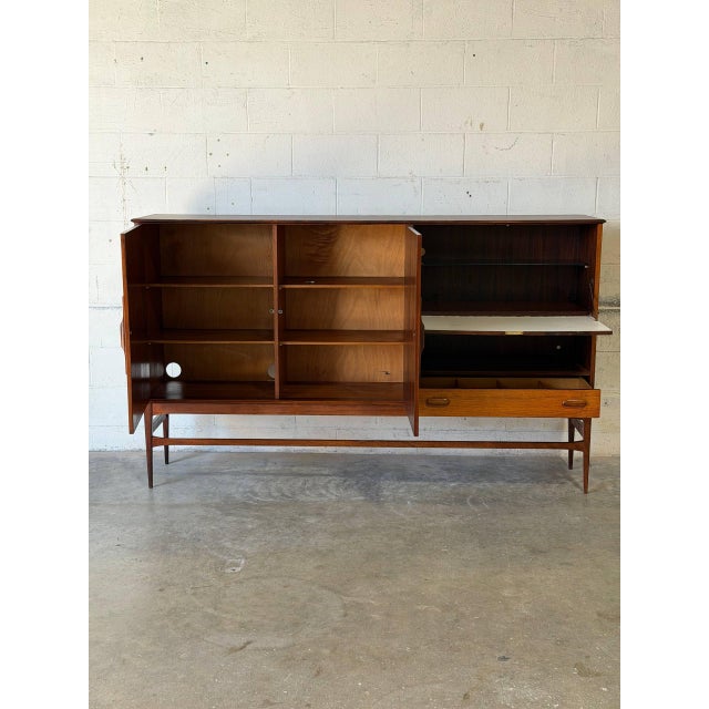 Brown Large Rosewood Sideboard With Drop-Down Bar and Shelves Danish Mid-Century Modern 1960s For Sale - Image 8 of 16