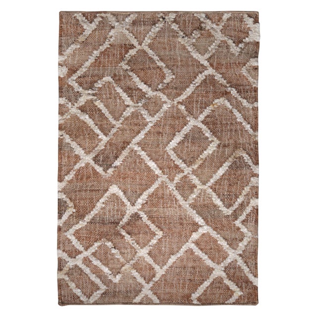 Rug & Kilim Rug & Kilim’s Contemporary Dhurrie Rug With Geometric Designs in Beige & Brown For Sale - Image 4 of 6
