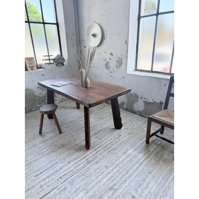Brutalist Oak Table attributed to De Puydt, Belgium, 1970s For Sale - Image 6 of 18