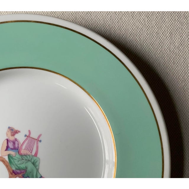 Rare Spode Copeland Hand-Painted Neoclassical Serving Plate/Charger With Aqua Border, c.1900, 10.5" - Custom Set For Sale - Image 10 of 18