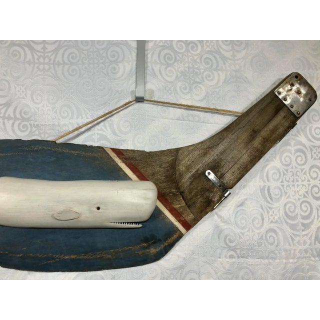 Wood Vintage Americana White Whale Carving on a Rudder For Sale - Image 7 of 8