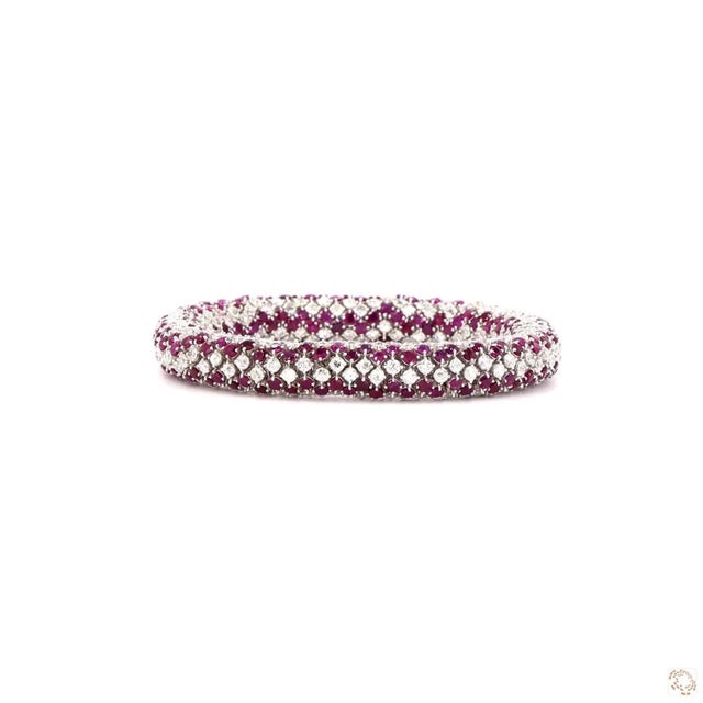 14.37 Carat Old Mine Cut Diamond Ruby Gold Bracelet For Sale - Image 4 of 9