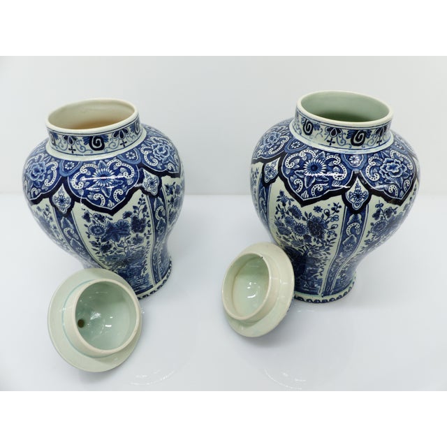 Blue Large 18th-Century Blue and White Delft Covered Pots, 1950s, Set of 2 For Sale - Image 8 of 11