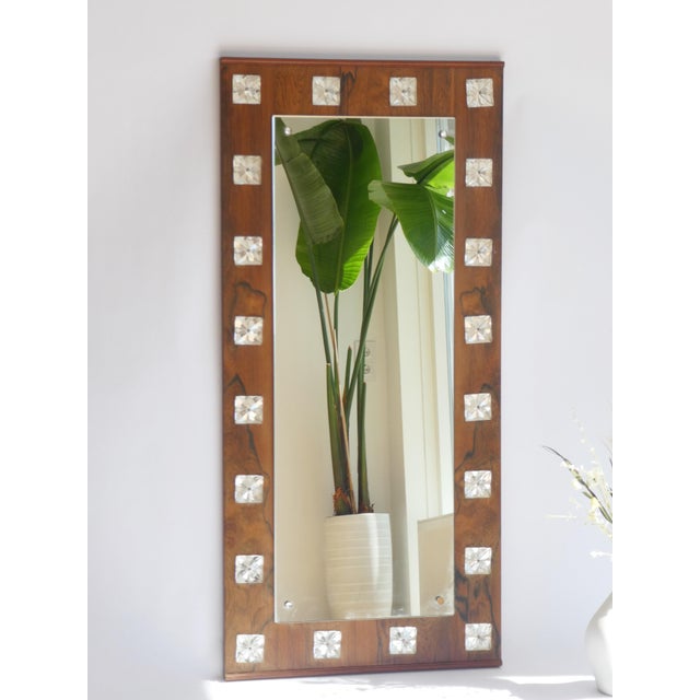 Brown Mid-Century Scandinavian Swedish Full-Length Mirror with Acrylic Decoration, 1960s For Sale - Image 8 of 10
