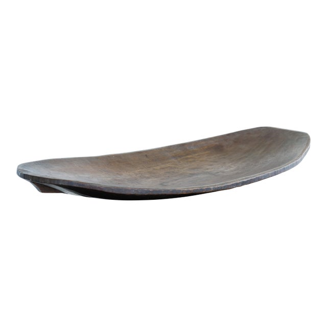 1960s Tribal Feast Offering Tray, Large Hand Hewn Brown Wood Bowl by the Indigenous Mentawei, Indonesia For Sale