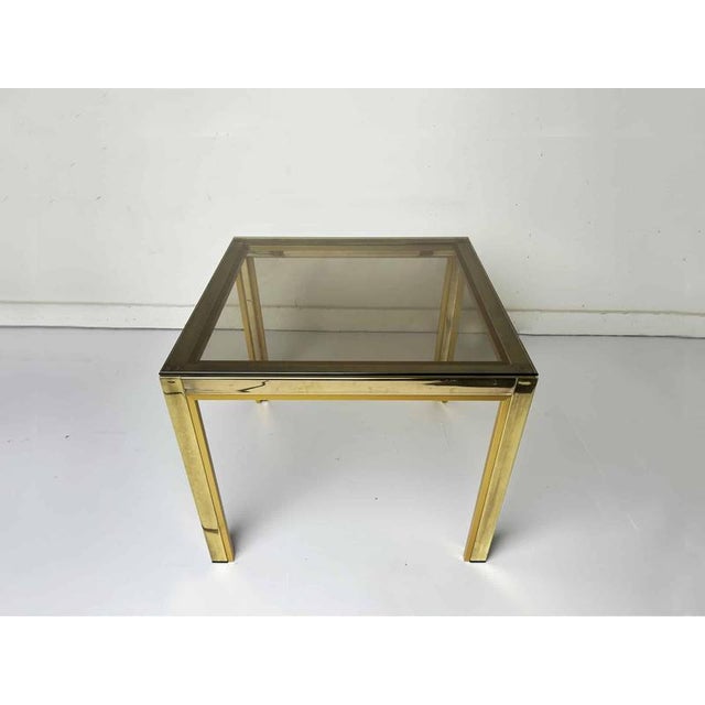 Vintage Hollywood Regency Brass & Smoked Glass Side Table by Renato Zevi, 1970s For Sale - Image 4 of 7