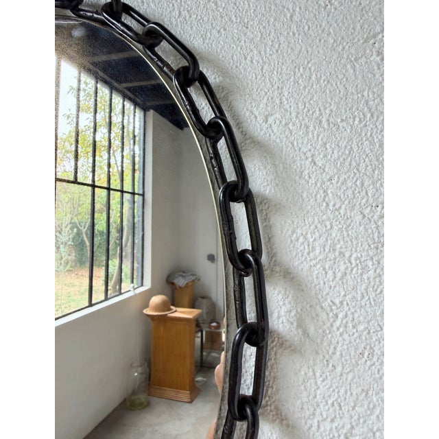Oval Brutalist Chain Mirror, 1950 For Sale - Image 18 of 18