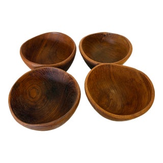 Vintage Mid-Century Benjamin & Medwin Wooden Salad Bowls, Made in Thailand – Set of 4 For Sale