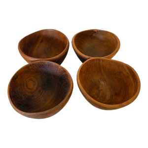 Vintage Mid-Century Benjamin & Medwin Wooden Salad Bowls, Made in Thailand – Set of 4