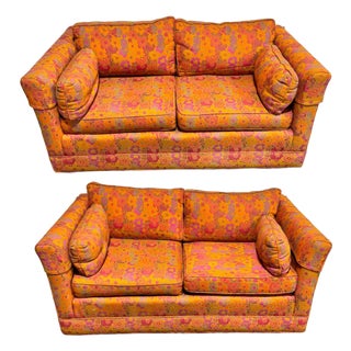 Flower Power 70s Love Seats - A Pair For Sale