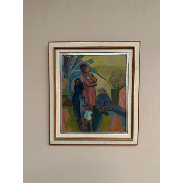 Margareta Wallin, Family in Tenerife, 1950s, Oil on Canvas, Framed For Sale - Image 6 of 17