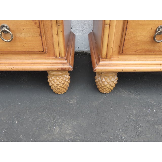 Tommy Bahama Costal Pineapple Design Large Nightstands Side End Tables 6435 For Sale - Image 14 of 18