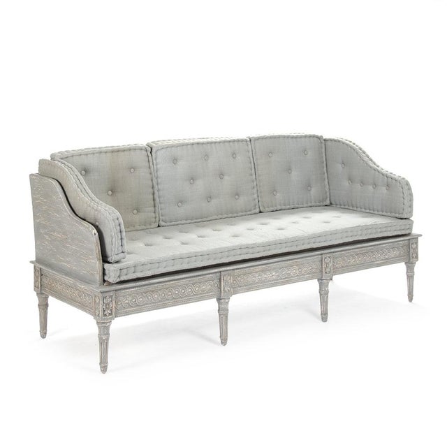 2020s Tereza Tufted Settee Bench - Dove Gray Linen / Dove Gray Painted Frame For Sale - Image 5 of 5
